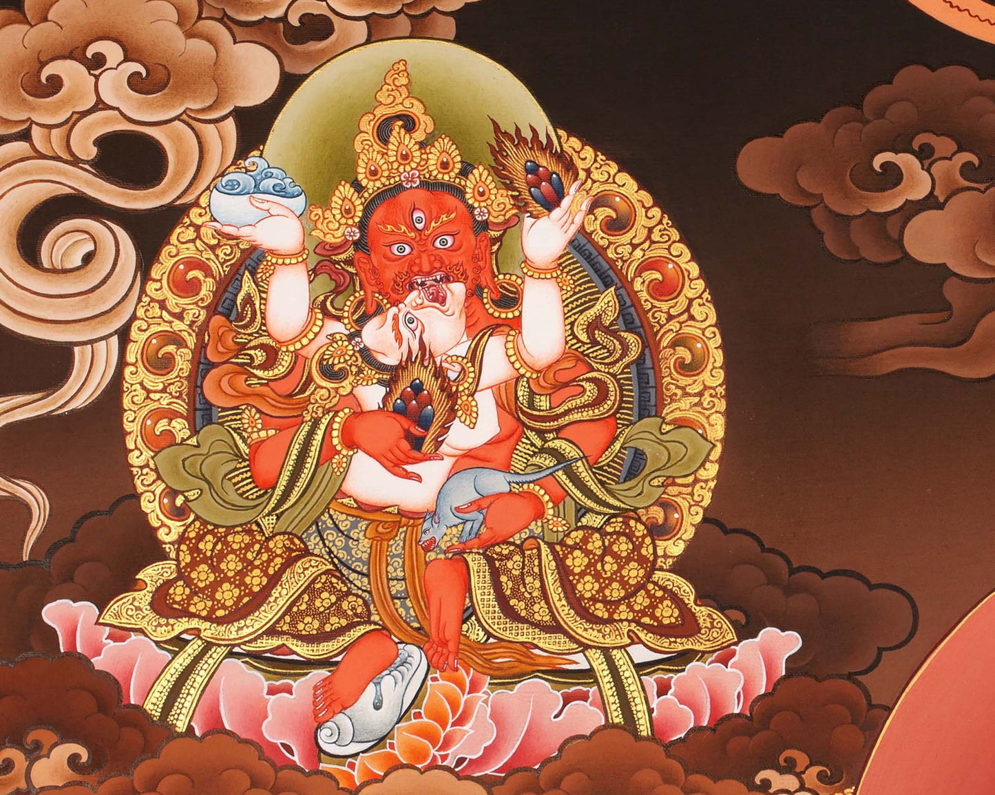 Dzambala Thangka Painting | Buddhist Wall Decor Painting | Traditional Himalayan Art