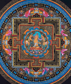 Original Hand-Painted Manjushree Mandala Thangka | Boddhisattva of Wisdom & Compassion |