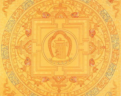 Hand Painted Full Gold Auspicious Mandala Tibetan Thangka | Religious Gift