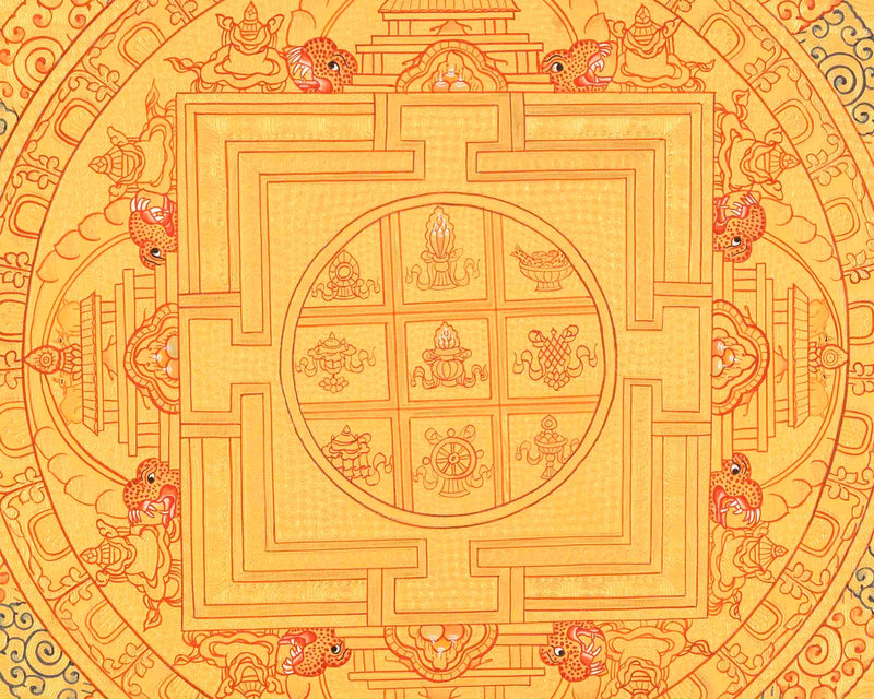 Original Hand-Painted 8 Auspicious Mandala Thangka Art | Tibetan Thangka Painting