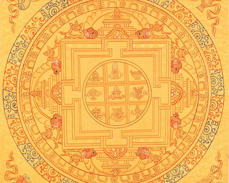 Original Hand-Painted 8 Auspicious Mandala Thangka Art | Tibetan Thangka Painting