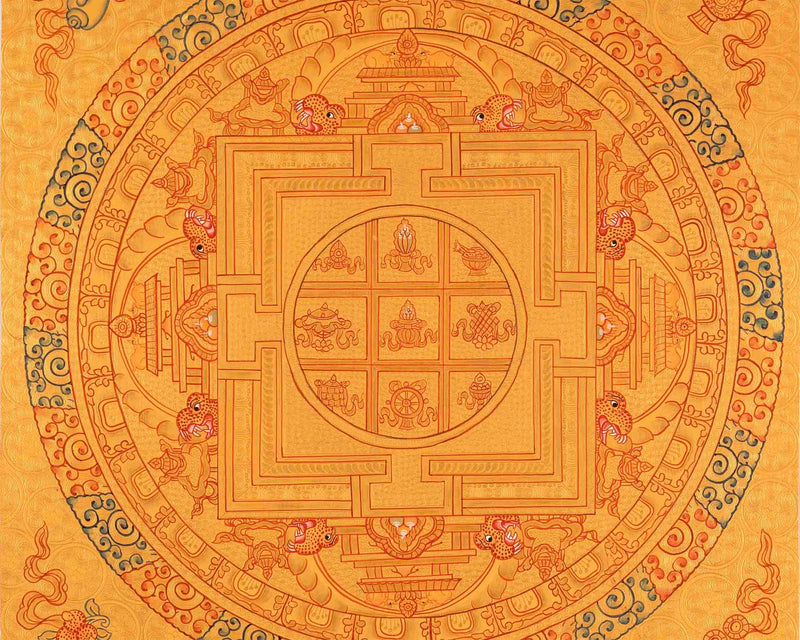 Original Hand-Painted 8 Auspicious Mandala Thangka Art | Tibetan Thangka Painting