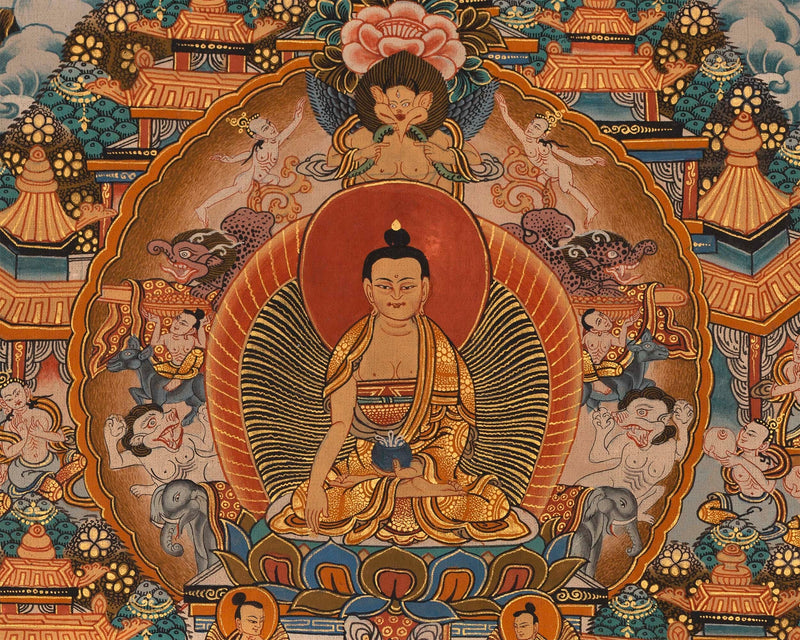 Tibetan Mandala With 1000 Armed Avalokiteshvara | Traditional Wall Hanging Buddhist Painting