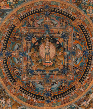 Tibetan Mandala With 1000 Armed Avalokiteshvara | Traditional Wall Hanging Buddhist Painting