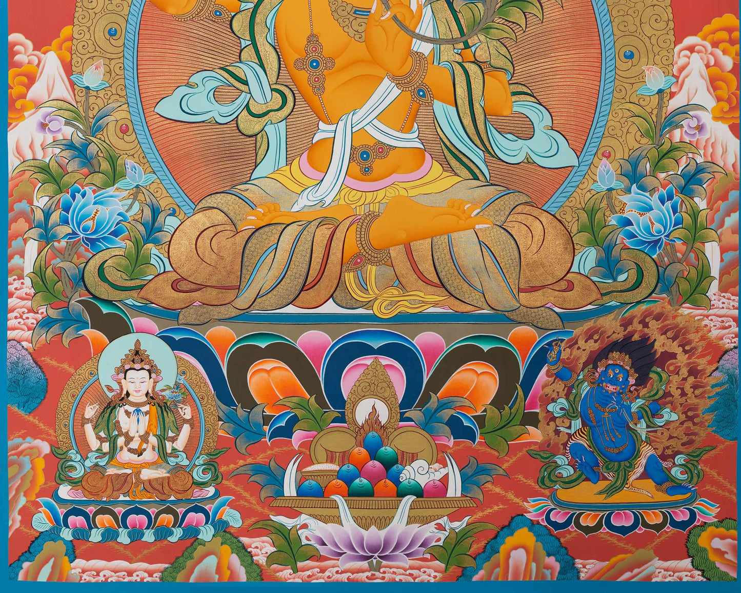 Hand painted Manjushree Thangka with Beautiful Color Combination | Good Luck to House