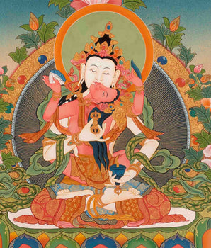 Vajrasattva Shakti HandPainted Buddhist Thangka | High Quality Art on Cotton Canvas