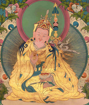 Guru Rinpoche Padmasambhava 24k Gold Traditional Thangka | Wall Hanging Canvas Art