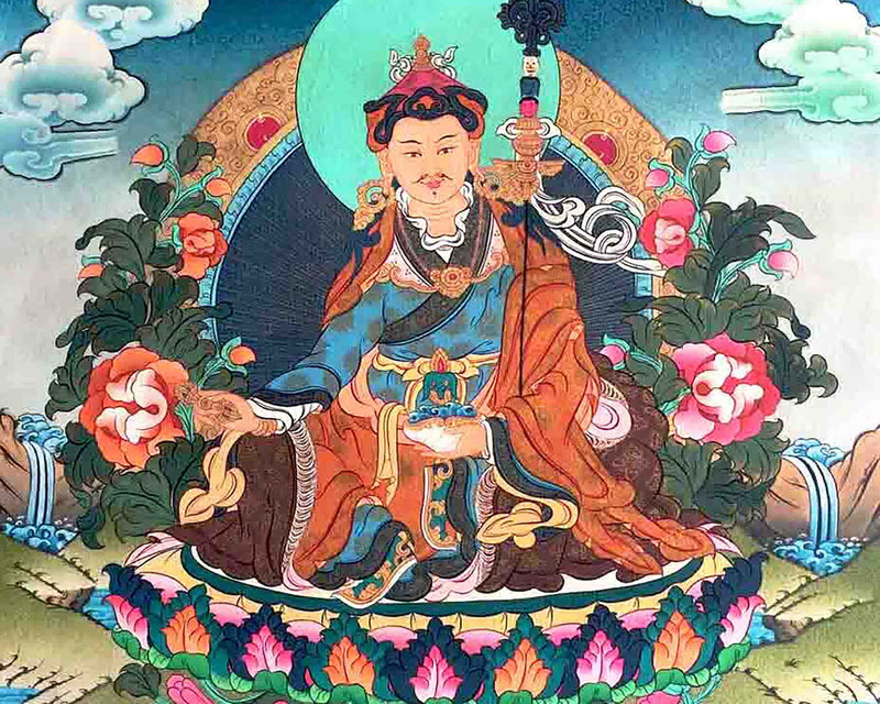 Guru Rinpoche Thangka | Original Hand Painted Padmasambhava Art Painting For Home