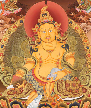 Dzambala Thangka Painting | Buddhist Wall Decor Painting | Traditional Himalayan Art