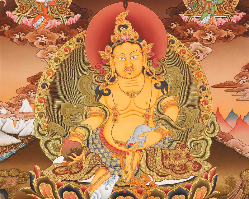 Dzambala Thangka Painting | Buddhist Wall Decor Painting | Traditional Himalayan Art