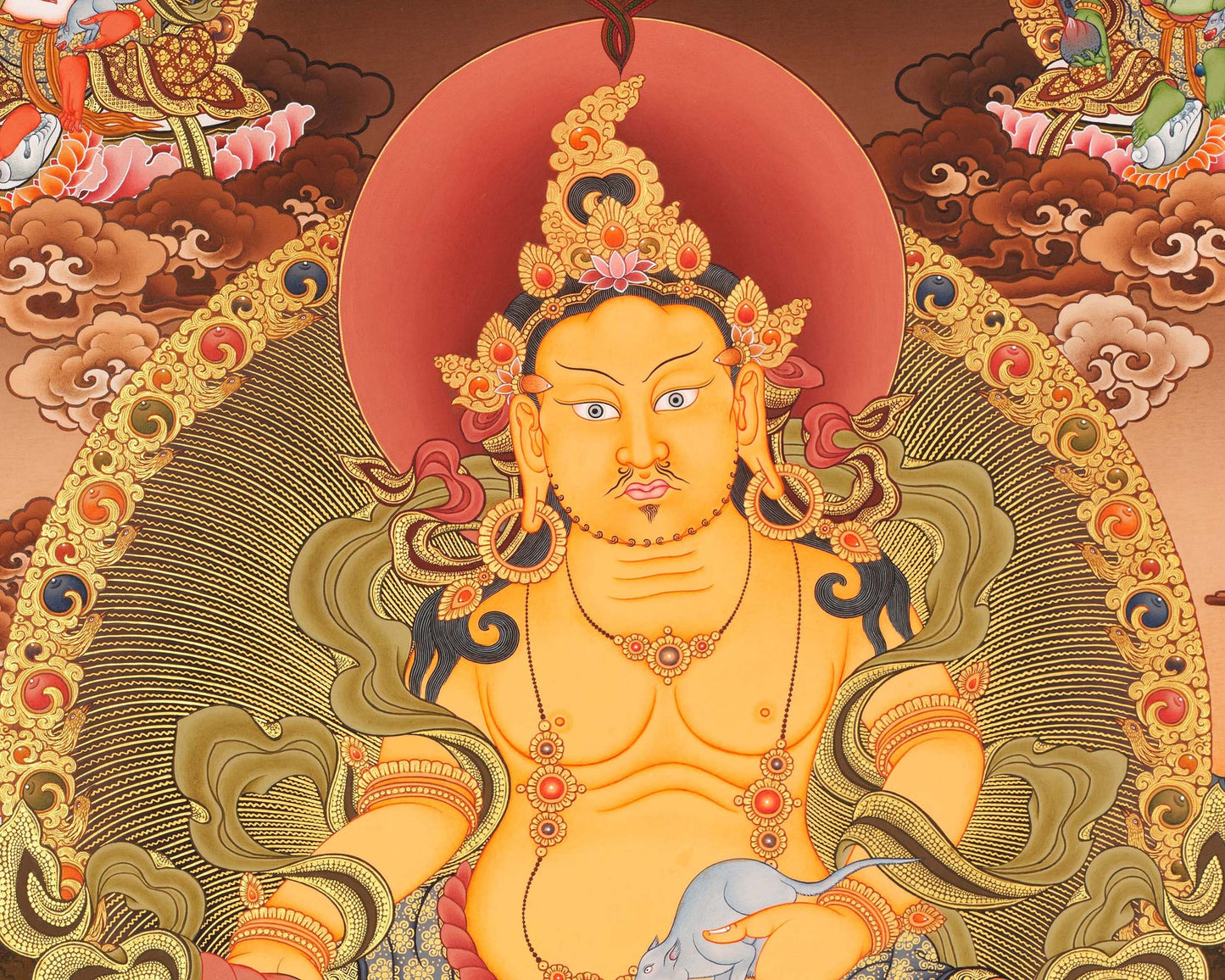 Dzambala Thangka Painting | Buddhist Wall Decor Painting | Traditional Himalayan Art