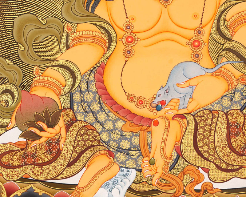 Dzambala Thangka Painting | Buddhist Wall Decor Painting | Traditional Himalayan Art