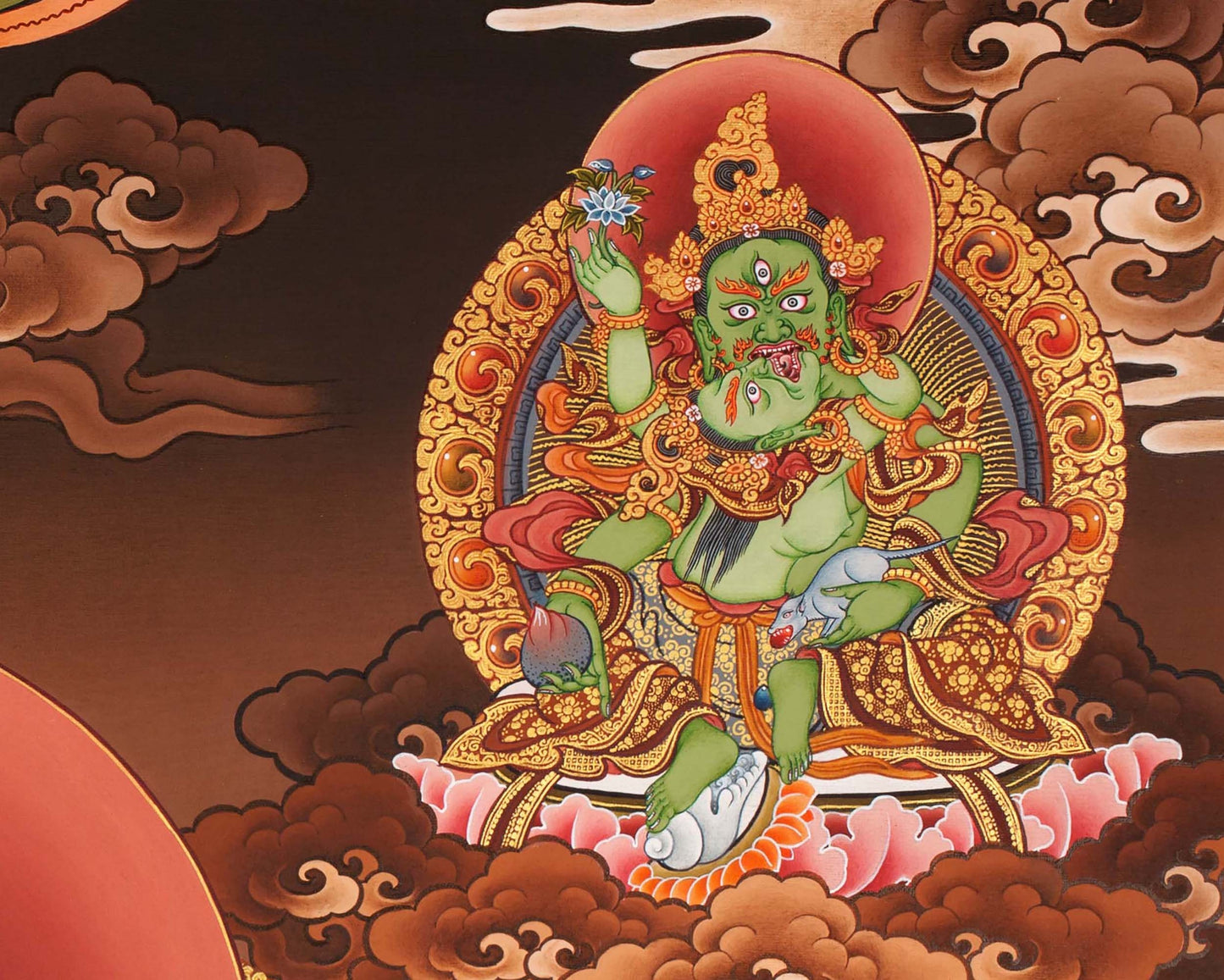 Dzambala Thangka Painting | Buddhist Wall Decor Painting | Traditional Himalayan Art