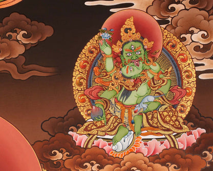 Dzambala Thangka Painting | Buddhist Wall Decor Painting | Traditional Himalayan Art