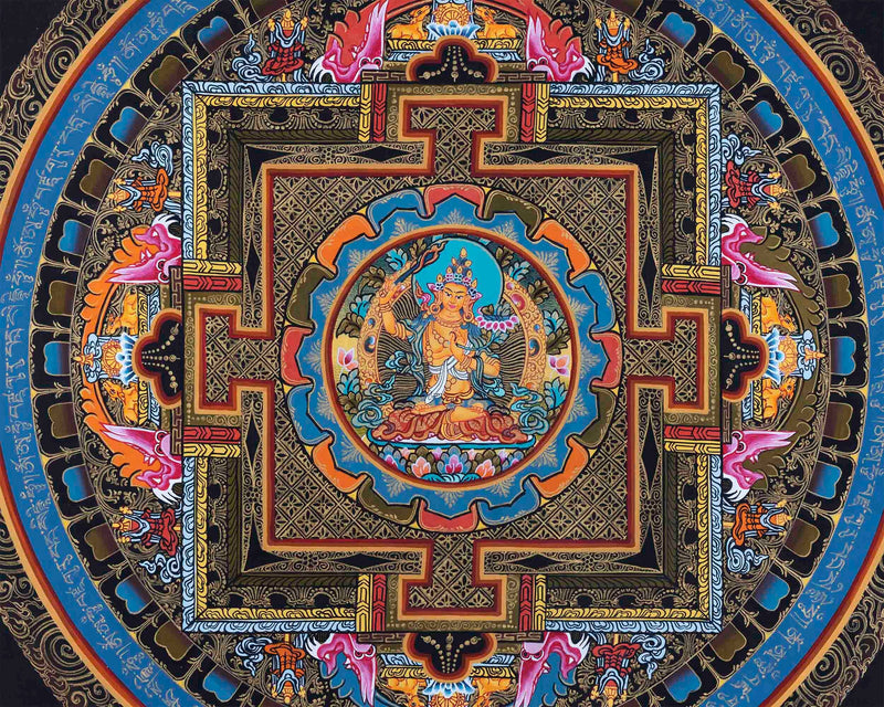 Original Hand-Painted Manjushree Mandala Thangka | Boddhisattva of Wisdom & Compassion |