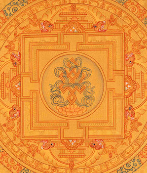 Hand Painted Auspicious Mandala Tibetan Thangka | Wall Hanging For Meditation