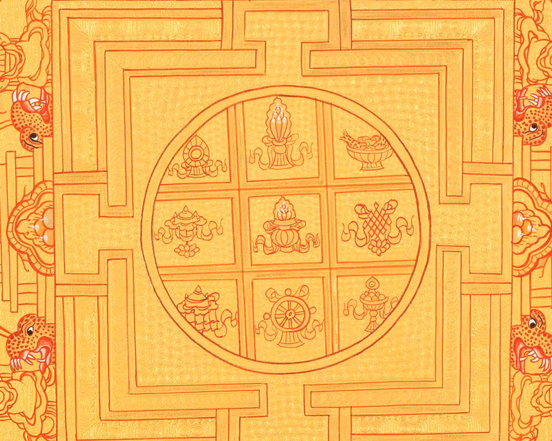 Original Hand-Painted 8 Auspicious Mandala Thangka Art | Tibetan Thangka Painting