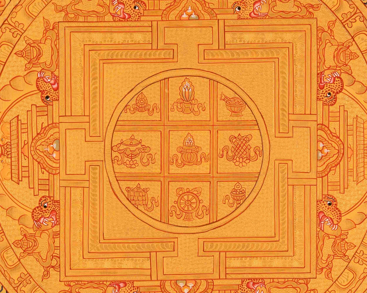 Original Hand-Painted 8 Auspicious Mandala Thangka Art | Tibetan Thangka Painting