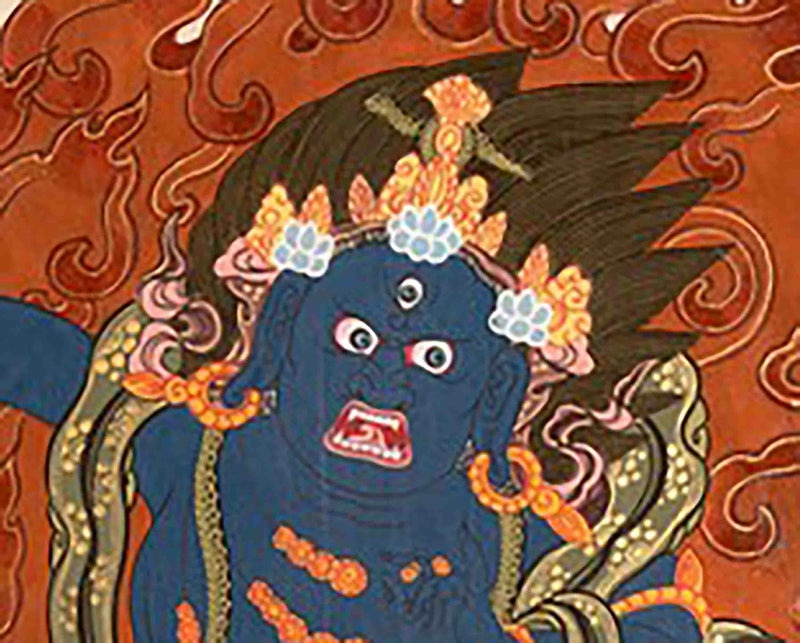 Original Hand Painted Vajrapani Thangka | Tantric Wrathful Bodhisattva Painting Art Painting for Meditation, Good Luck