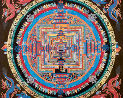 Dragon Kalachakra Mandala Thangka | Wall Hanging Yoga Meditation Canvas Art