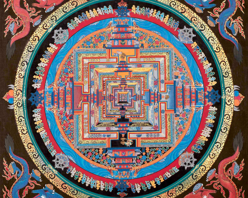 Dragon Kalachakra Mandala Thangka | Wall Hanging Yoga Meditation Canvas Art