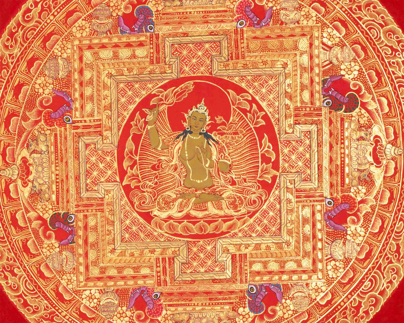 Dzambala, Manjushree, Shakyamuni Buddha Mandala Thangka | Orignal Hand Painted Tibetan Art |