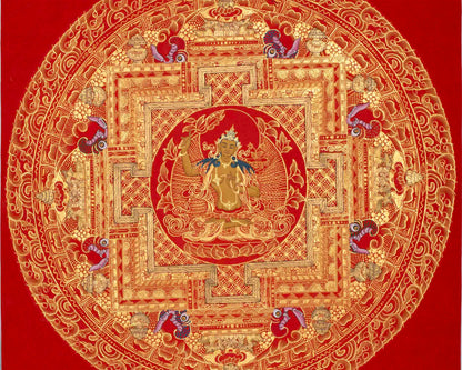 Dzambala, Manjushree, Shakyamuni Buddha Mandala Thangka | Orignal Hand Painted Tibetan Art |