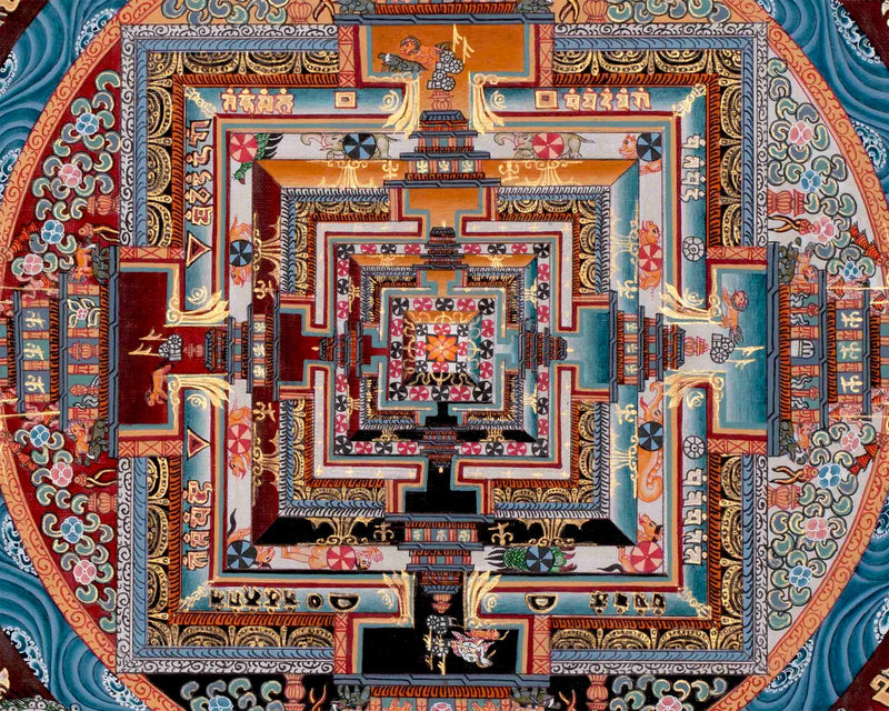 Kalachakra Mandala Original Hand Painted Thangka |Yoga Meditation Canvas Art