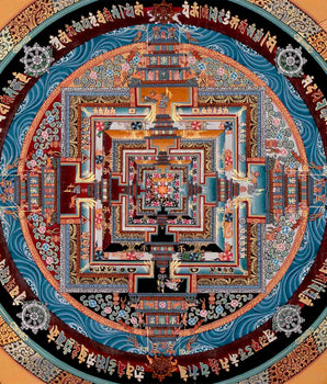Kalachakra Mandala Original Hand Painted Thangka |Yoga Meditation Canvas Art