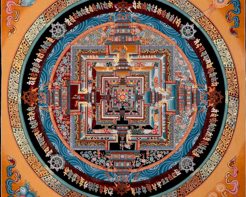 Kalachakra Mandala Original Hand Painted Thangka |Yoga Meditation Canvas Art