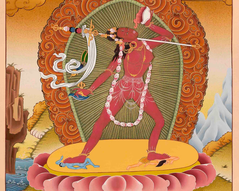 Traditional Tibetan Thangka | Yidam Vajrayogini | Thangka Painting |  The Divine Dakini |