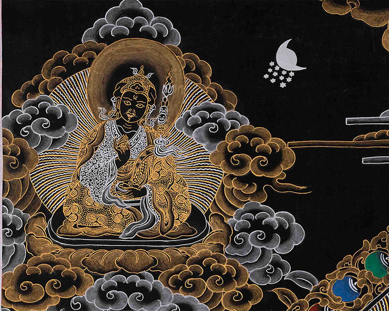 Black and Gold Original 1000 Armed Avalokiteshvara Thangka | Bodhisattva Guanyin Art