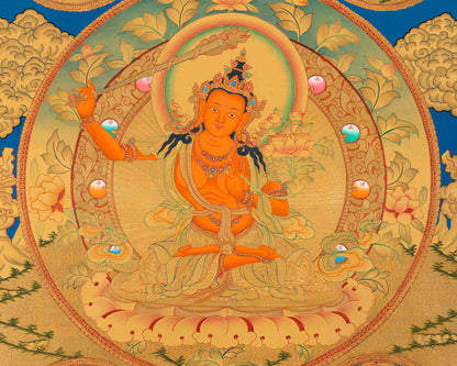 Full Gold Style Manjushree Original Hand-Painted Thangka | High Quality Workmanship