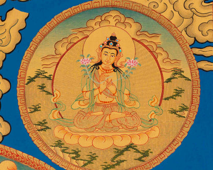 Full Gold Style Manjushree Original Hand-Painted Thangka | High Quality Workmanship