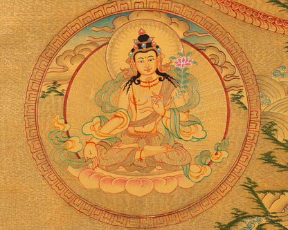 Full Gold Style Manjushree Original Hand-Painted Thangka | High Quality Workmanship