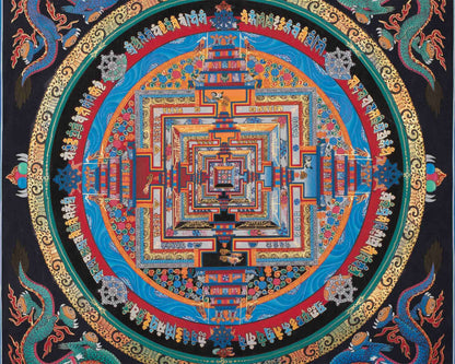 Dragon Kalachakra Mandala Thangka | Wall Hanging Yoga Meditation Canvas Art