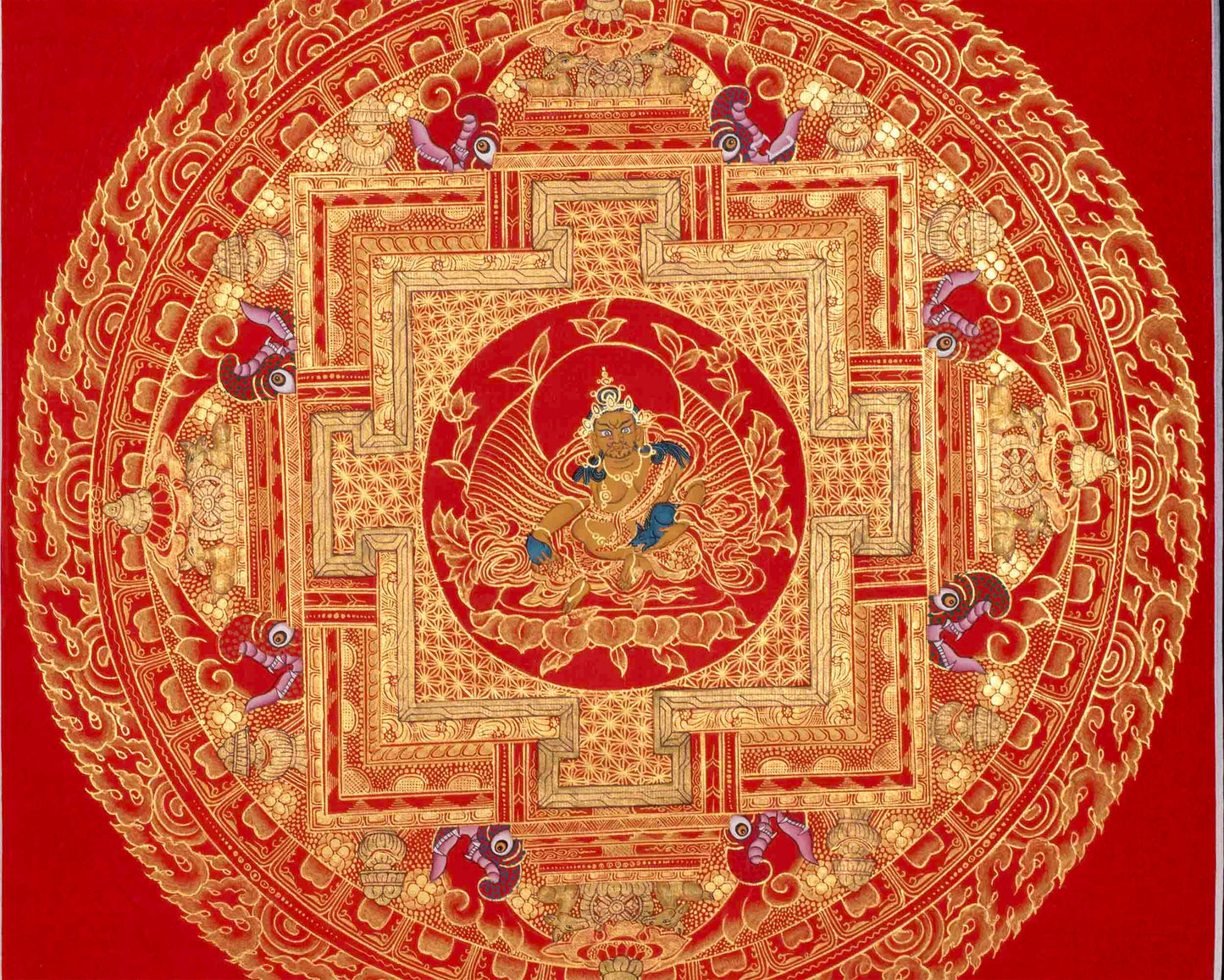 Dzambala, Manjushree, Shakyamuni Buddha Mandala Thangka | Orignal Hand Painted Tibetan Art |