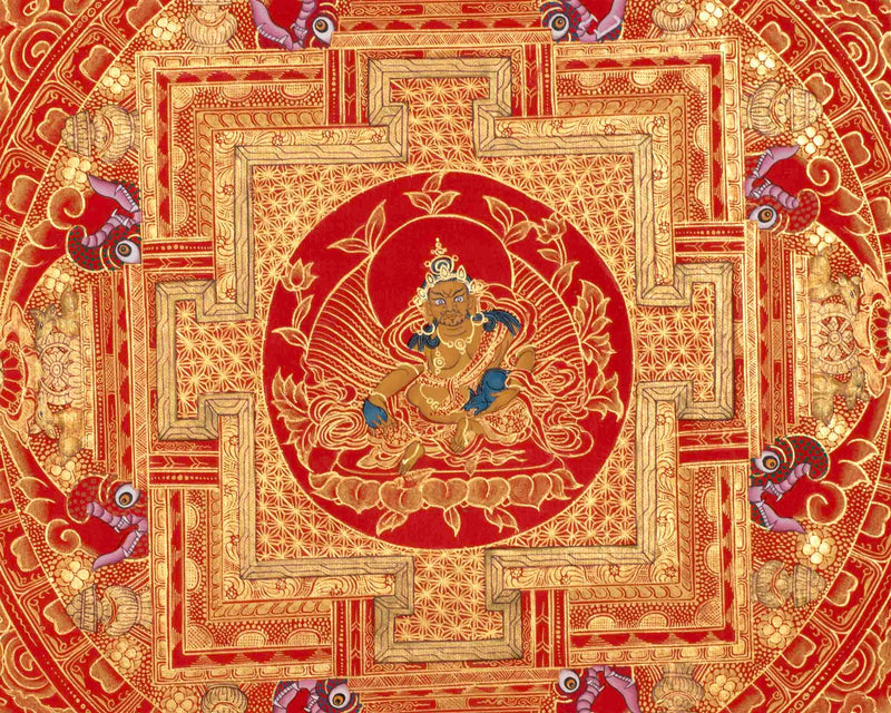 Dzambala, Manjushree, Shakyamuni Buddha Mandala Thangka | Orignal Hand Painted Tibetan Art |