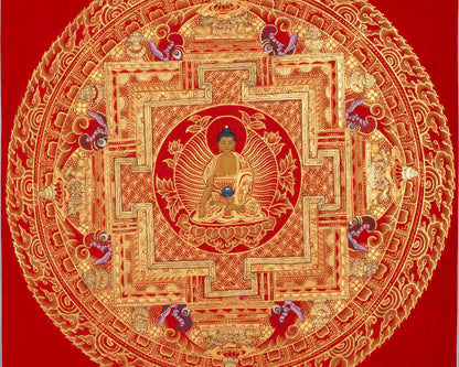 Dzambala, Manjushree, Shakyamuni Buddha Mandala Thangka | Orignal Hand Painted Tibetan Art |