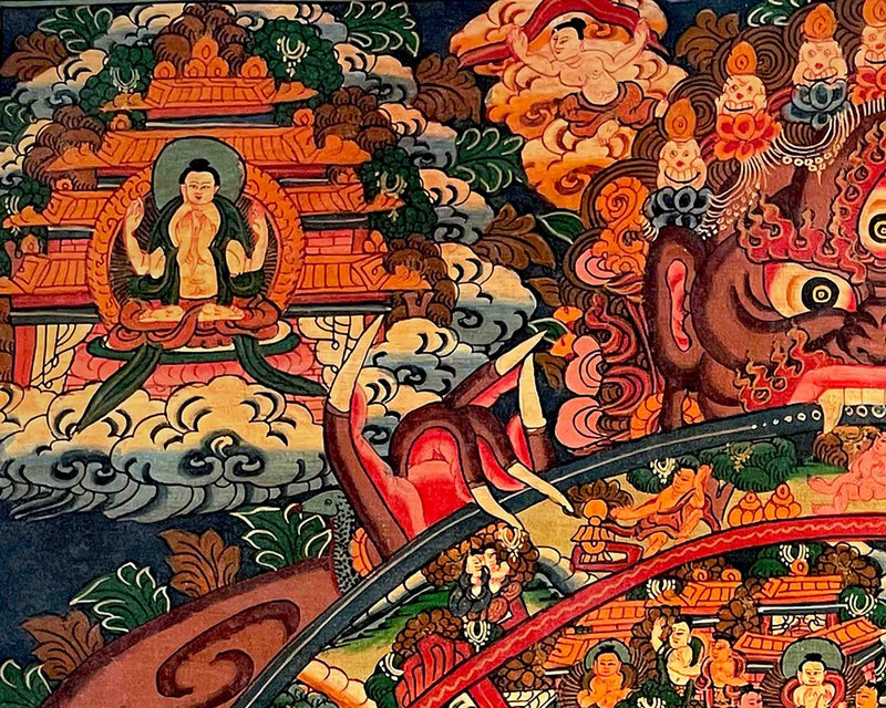 Wheel of Life Buddhist Painting |Gorgeous Original Hand Painted Thangka Painting