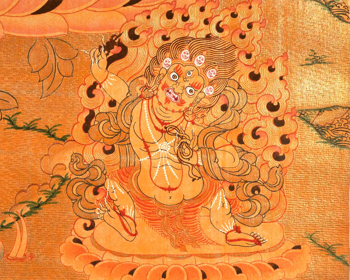 Full Gold Style Arya Boddhisattva Manjushri Original Hand painted Thangka | Religious Tibetan Wall Hanging Art |