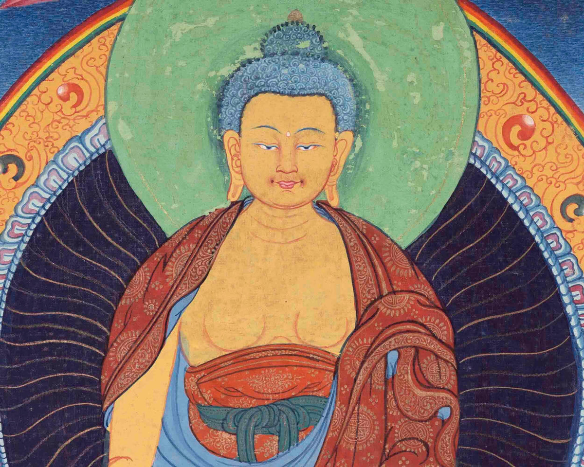 Original Tibetan Buddhist Shakyamuni Buddha Thangka | Religious Painting