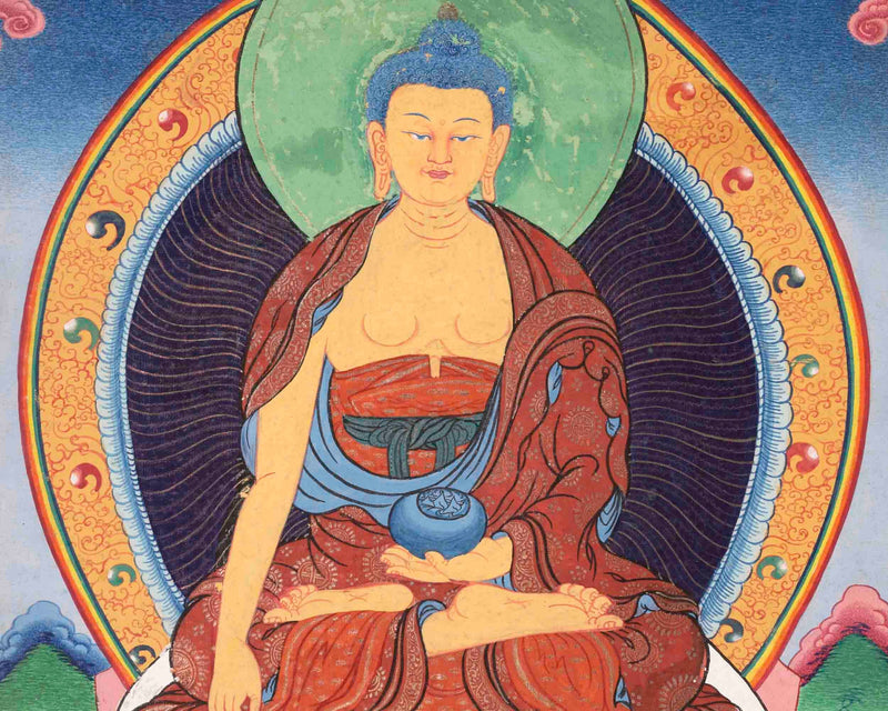 Original Tibetan Buddhist Shakyamuni Buddha Thangka | Religious Painting