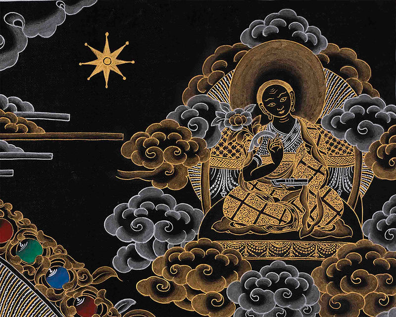 Black and Gold Original 1000 Armed Avalokiteshvara Thangka | Bodhisattva Guanyin Art