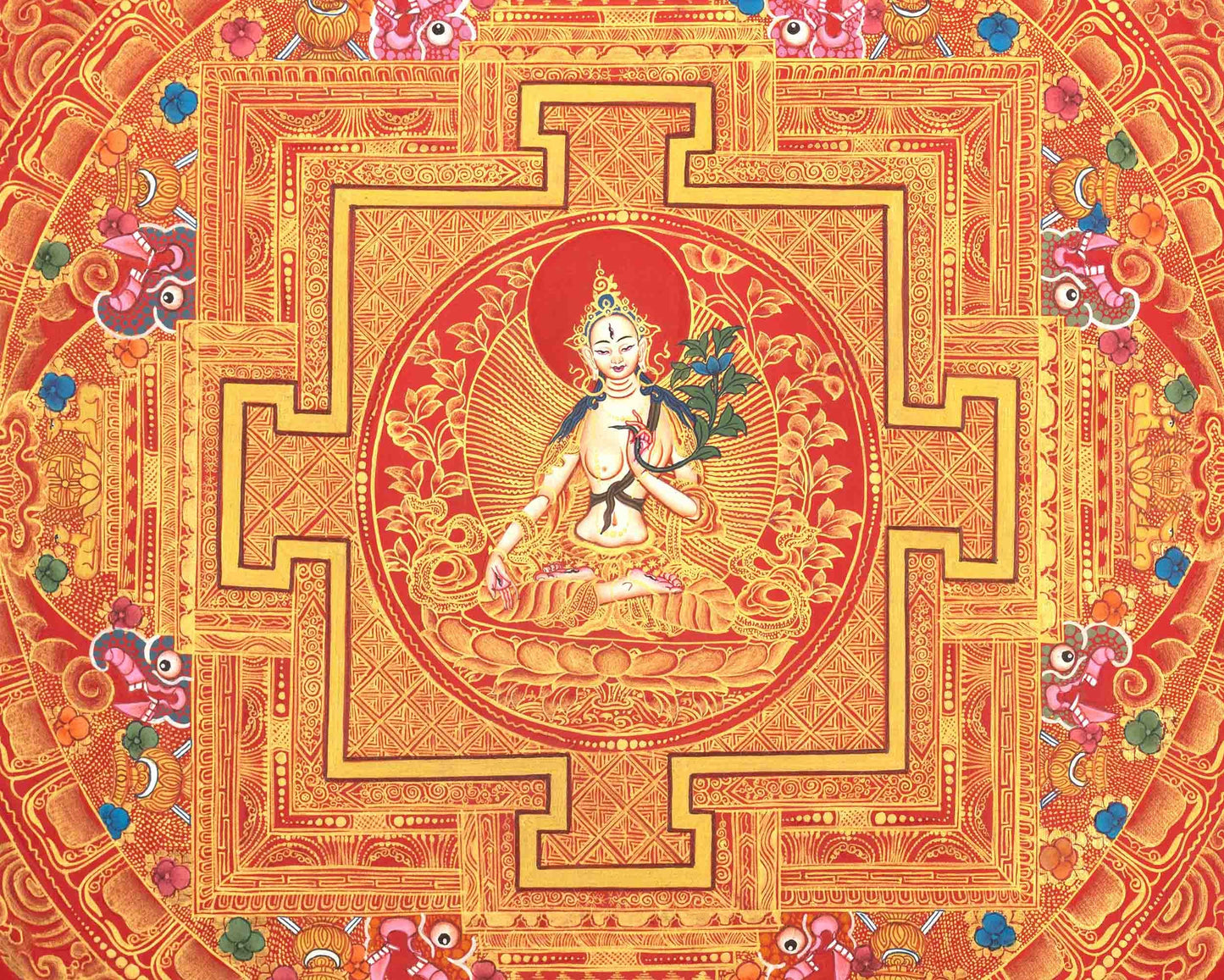 White Tara Mandala | Traditional Buddhist Art | Tibetan Wall Decoration Painting