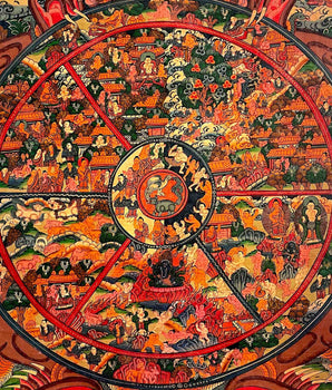 Wheel of Life Buddhist Painting |Gorgeous Original Hand Painted Thangka Painting
