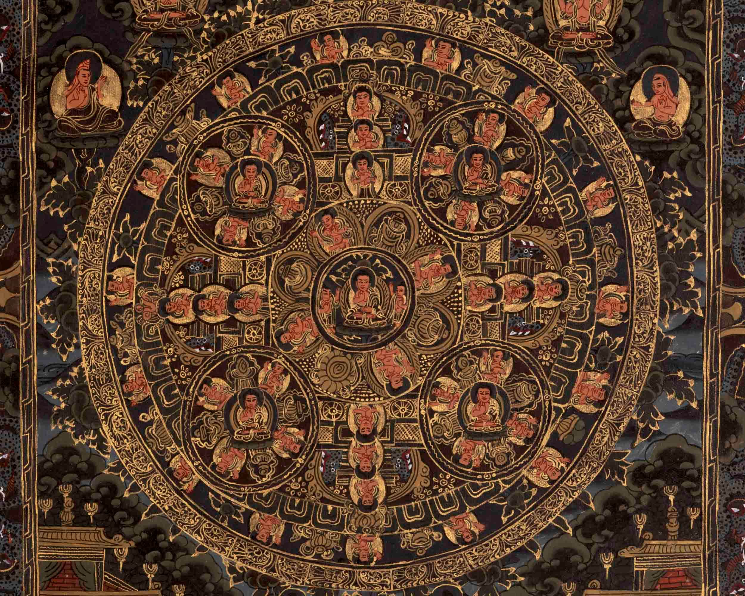 Oil Varnished Shakyamuni Buddha Mandala | Wall Decoration Painting