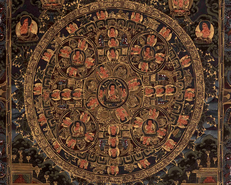 Oil Varnished Shakyamuni Buddha Mandala | Wall Decoration Painting