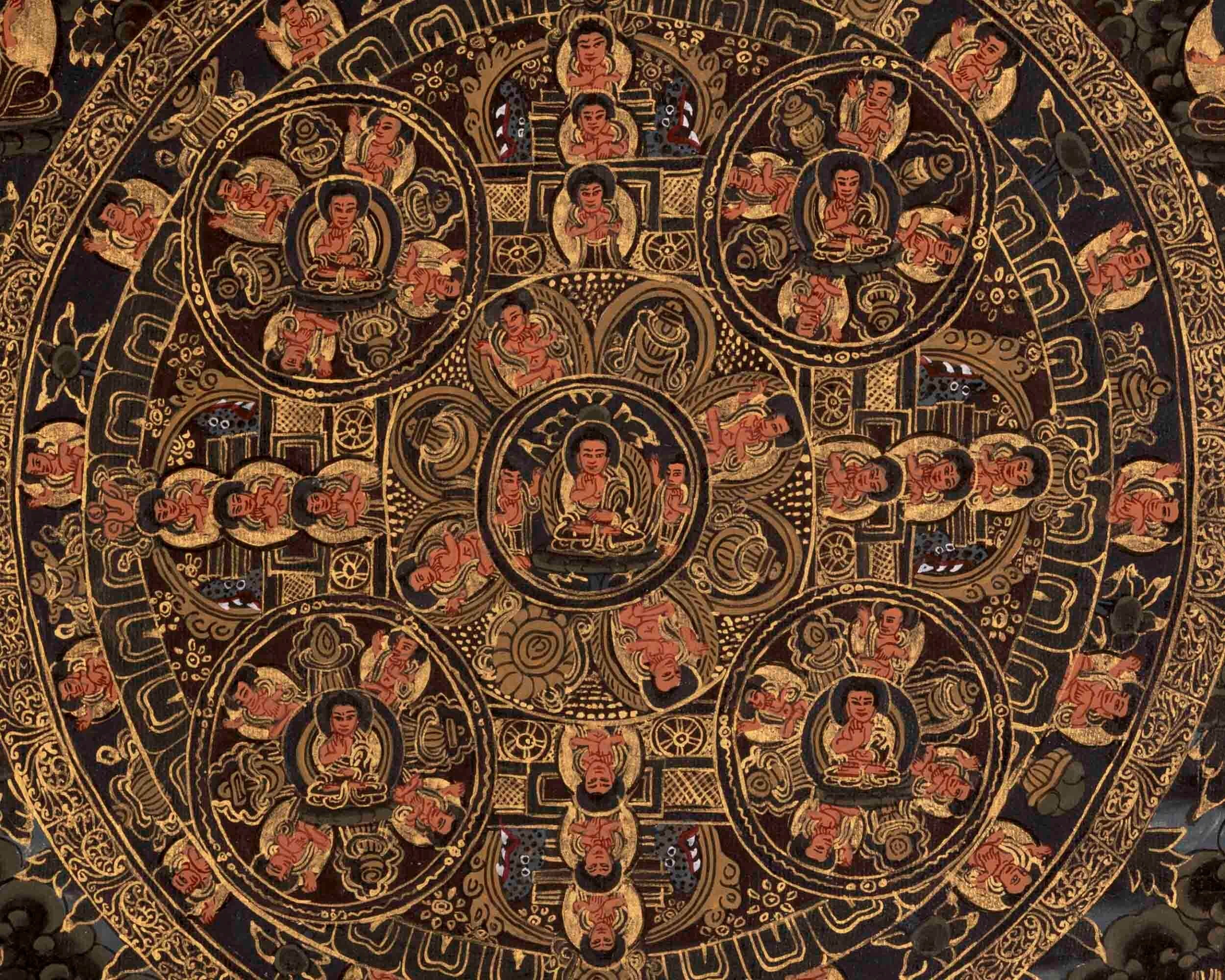 Oil Varnished Shakyamuni Buddha Mandala | Wall Decoration Painting