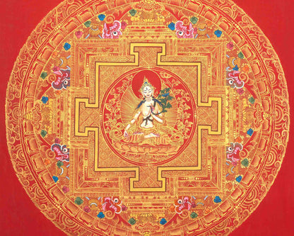 White Tara Mandala | Traditional Buddhist Art | Tibetan Wall Decoration Painting